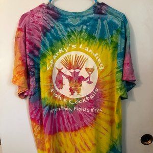 COLORTONE • Sparky's Landing Marathon Florida Keys Tie Dye Tee Short Sleeve L